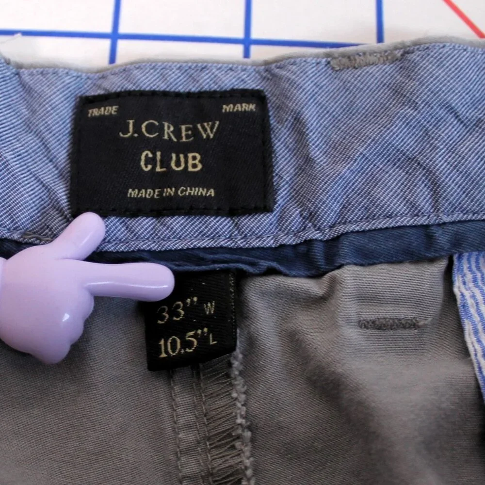 2/$10 J. Crew Club Men's Gray Flat Front Chino Shorts 33/10.5 AS IS